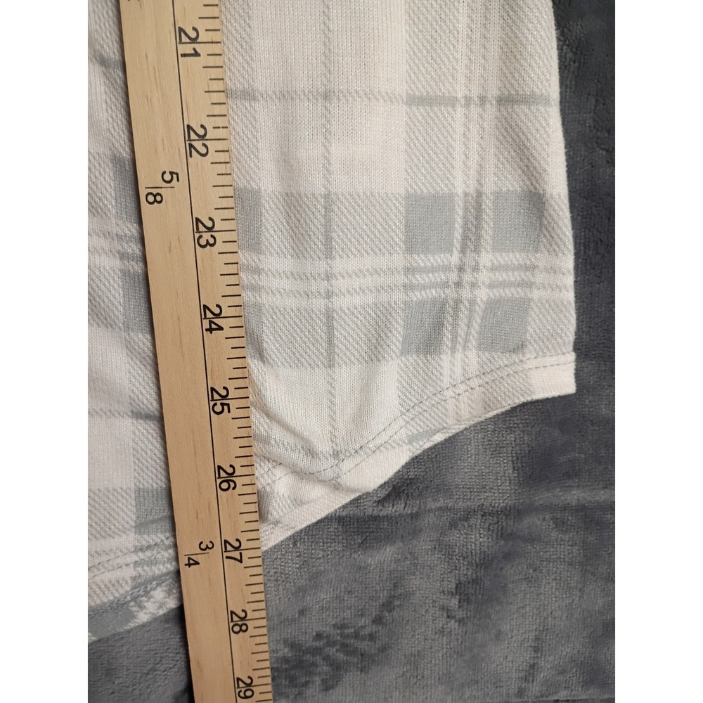 C&C California Plaid Button Down Shirt Womens L White Gray Soft Stretch Flannel - Picture 3 of 8